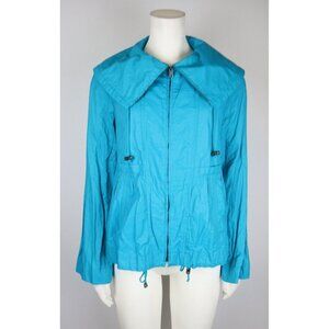 WOMEN'S TURQUOISE BLUE JACKET WITH LARGE COLLAR - PINK TWILL - SIZE S